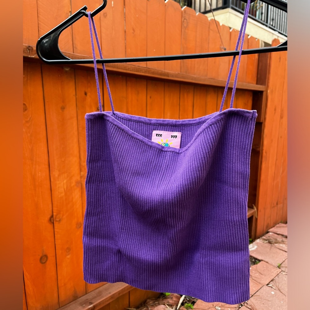 UNIF Purple Crop Tank Top - Size L, NWOT